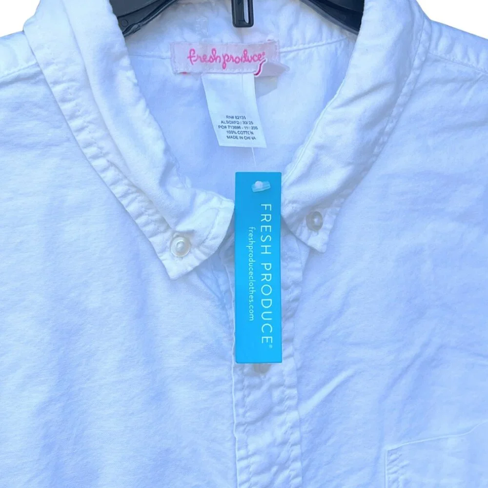 Fresh Produce Men’s White Button Down Shirt NWT
